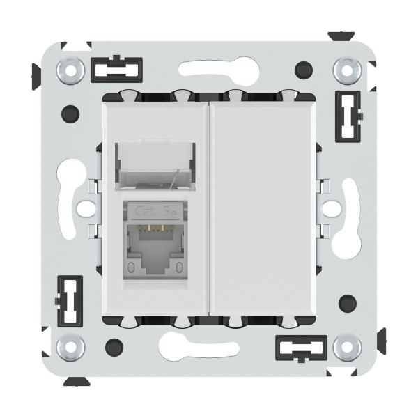 Купить DKC Компьютерная розетка RJ-45 в стену, кат.5e одинарнаяэкранированная,"Avanti", "Белое облако"