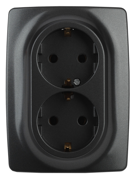 ЭРА 12-2106-05 Розетка 2X2P+E Schuko, 16A-250В, IP20, 12, Антрацит