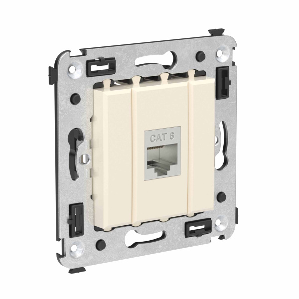 Купить DKC Компьютерная розетка RJ-45 без шторки в стену, кат.6 одинарная экранированная, "Avanti", "Ванильная дымка"