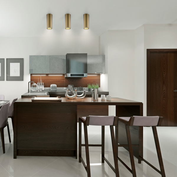 Купить Gauss Светильник Overhead накл цил 12W 900lm 3000K 170-240V IP20 79*200мм кофе золото LED HD002