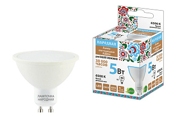 TDM Лампа светодиодная PAR16 5 Вт, 230 В, 6500 К, GU10 Народная SQ0340-1660