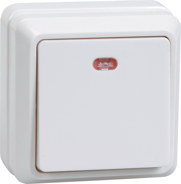 Купить IEK OKTAVA ВС20-1-1-ОБ Выключатель 1кл с инд. 10А откр.уст. (белый)