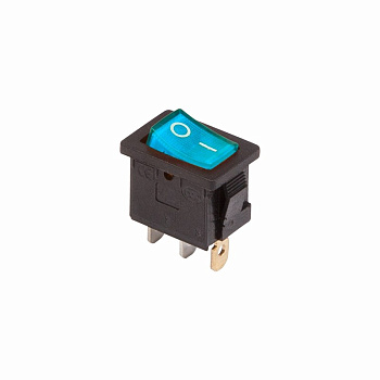 Выключатель клавишный 250V 6А (3с) ON-OFF синий с подсветкой Mini Rexant 36-2151