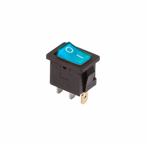 Выключатель клавишный 250V 6А (3с) ON-OFF синий с подсветкой Mini Rexant 36-2151