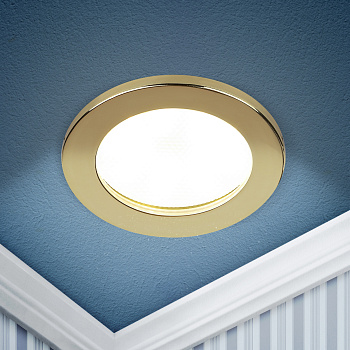 ЭРА Встраиваемый светильник влагозащищенный ЭРА KL95 GD GX53 IP44 золото