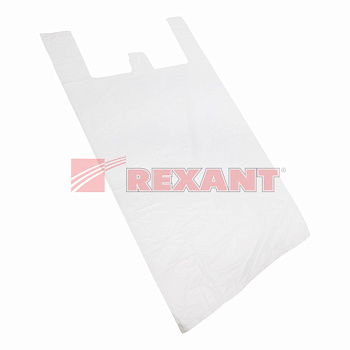 Пакет майка ПНД 42+20*75, 15мкм белая (100шт./уп) Rexant 61-0207-1