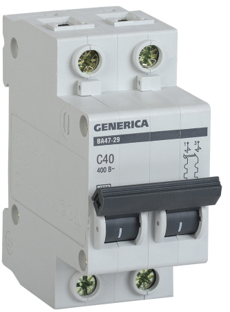 IEK GENERICA Автоматический выключатель ВА47-29 2Р 40А 4,5кА (С) MVA25-2-040-C