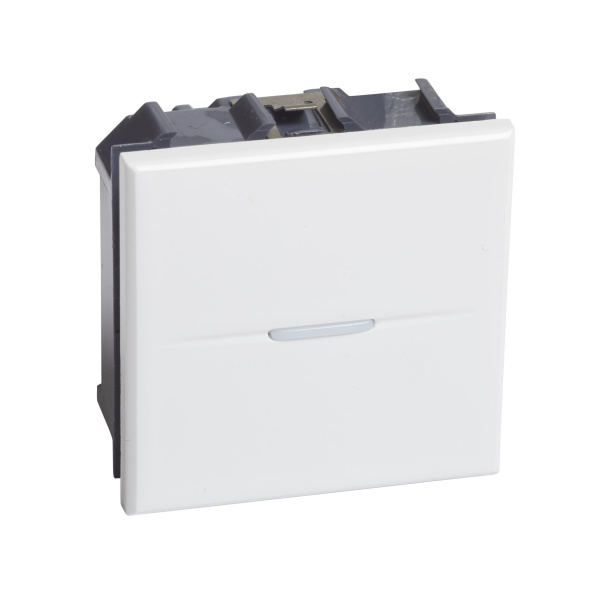 Купить BT Axolute Белый Выключатель аксиальный 1-кл. 10А, 250В, винт. клеммы, 2 мод. (замена для арт. HD4001M2) HD4001M2N