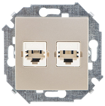 Simon 15 Шампань Розетка ТЛФ 2-ая RJ11, винт.зажим 1591589-034