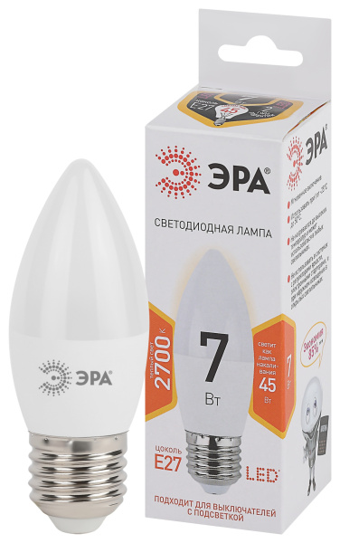 ЭРА LED B35-7W-827-E27 (диод, свеча, 7Вт, тепл, E27)