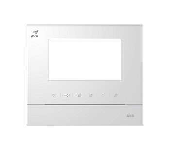 ABB Рамка для абонентского устройства 4,3, белый глянцевый, с символом индукционной петли 2TMA070130W0060