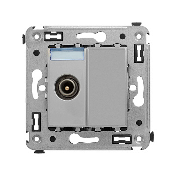 DKC Розетка TV проходная в стену, "Avanti", "Закаленная сталь"