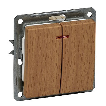 SE Wessen 59 Бук Выключатель 2-клавишный с подсветкой 16А (сх.5) VS516-251-8-86