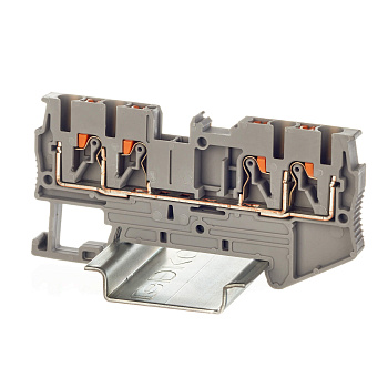 DKC Nuputuk Клемма проходная, зажим push-in, 4 точки подключения, 2.5 кв.мм, серая