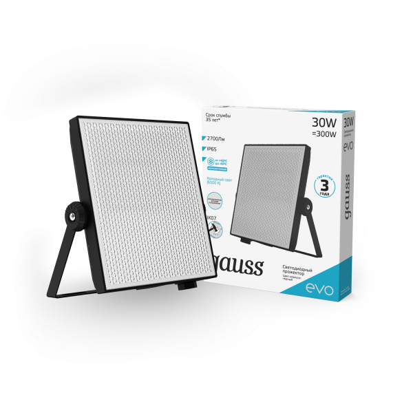 Купить Gauss Прожектор EVO 30W 2700lm 6500K 100-240V IP65 черный LED 687511330
