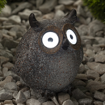 ЭРА ERAFYS01-07 Садовый светильник Филин серый на солнечной батарее, полистоун, 11,5 см Б0044839