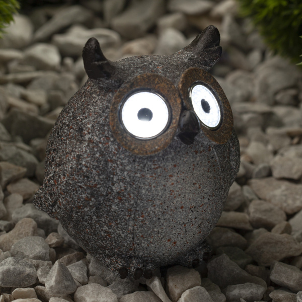 ЭРА ERAFYS01-07 Садовый светильник Филин серый на солнечной батарее, полистоун, 11,5 см Б0044839