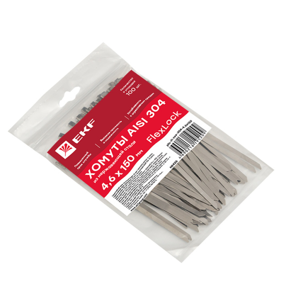 Купить EKF PROxima Хомут AISI 304 из нержавеющей стали, 4.6x150 (100 шт.) FlexLock