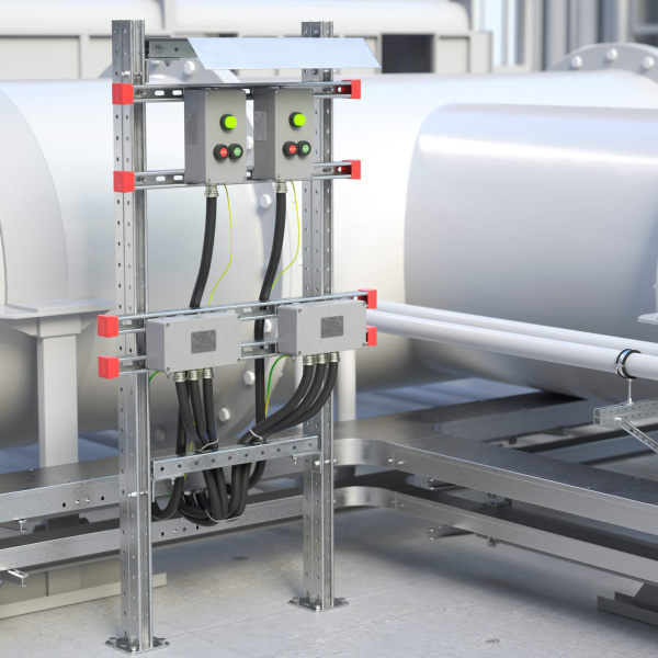 Купить DKC Комплект монтажных профилей на раму для крепления 4 оболочек болтами М8х80 16 шт. , горячеоцинкованный, длина 1000 мм