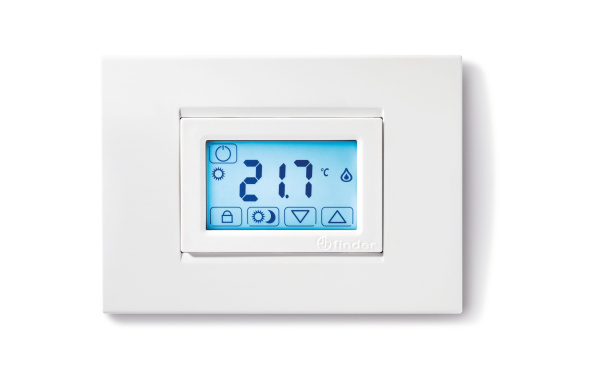 Finder Комнатный термостат;  сенсорный экран; питание 3В DС; 1СО 5А; монтаж на стену;  цвет белый 1T5190030000