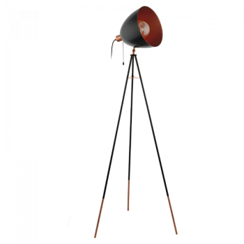 Eglo Торшер СHESTER на треноге, 1x60W (E27), H1355, сталь, черный, медный, шнур. выкл 49386 Eglo Торшер СHESTER на треноге, 1x60W (E27), H1355, сталь, черный, медный, шнур. выкл 49386