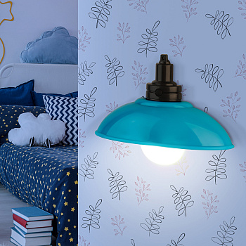 ЭРА Ночник - светильник светодиодный NLED-487-1W-SW-BU настенный на батарейках с выключателем голубой