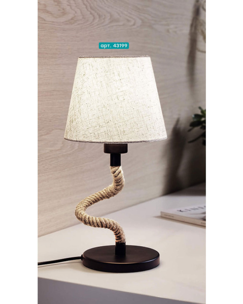 Купить EGLO 43199 Настольная лампа
RAMPSIDE, 1х60W(E27), Ø190,
основа Ø145, H400, сталь, канат.
веревка, черный