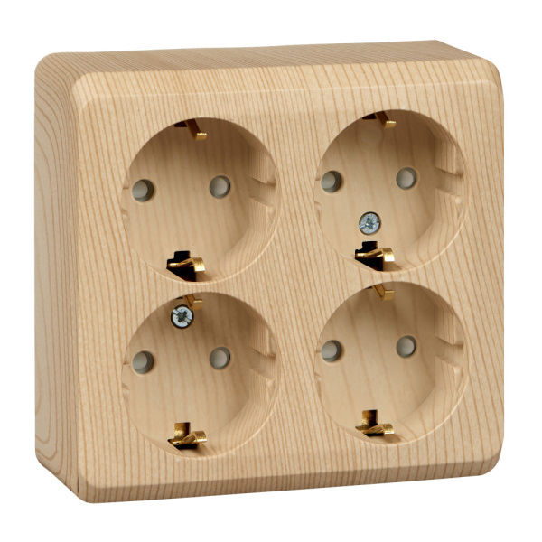 Systeme Electric Этюд наруж Дача Сосна Розетка 4-ая с/з со шторками