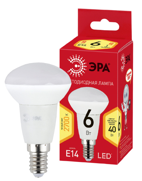 ЭРА ECO LED R50-6W-827-E14 (диод, рефлектор, 6Вт, тепл, E14)