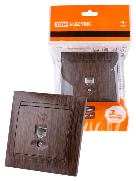 TDM Розетка телефонная RJ11 венге "Лама" SQ1815-0415