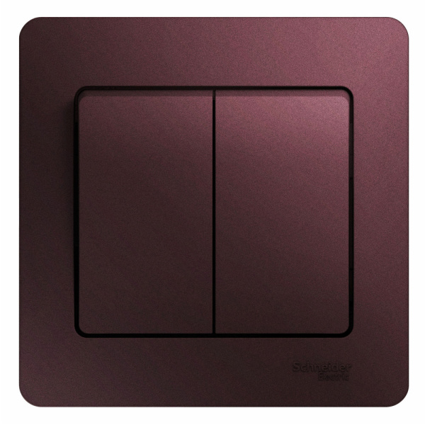 Systeme Electric Glossa Баклажановый Выключатель 2-клавишный сх.5, 10AX (в сборе)