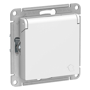 Systeme Electric AtlasDesign Бел Розетка с/з со шторками с крышкой, 16А, IP20, механизм