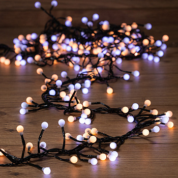 NEON-NIGHT Гирлянда «Мишура LED» 3 м, темно-зеленый ПВХ, 288 диодов, цвет белый + теплый белый 303-608