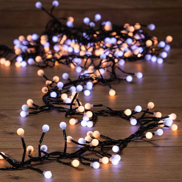 NEON-NIGHT Гирлянда «Мишура LED» 3 м, темно-зеленый ПВХ, 288 диодов, цвет белый + теплый белый 303-608