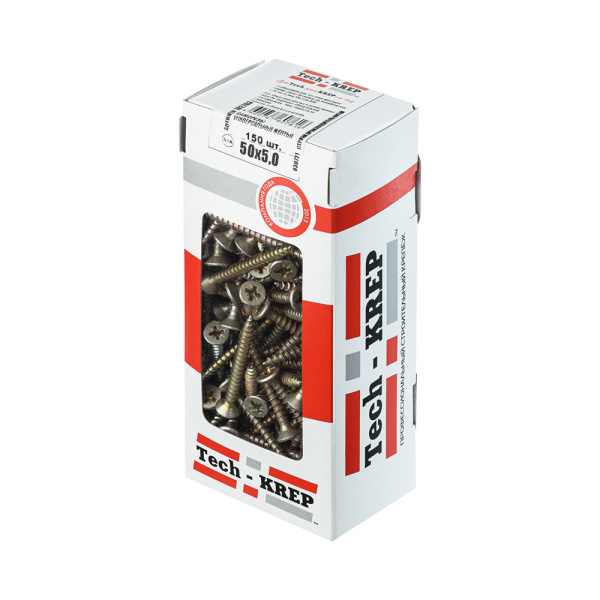 Tech-Krep Саморезы универсальные  50х5,0 мм (150 шт) желтые - коробка с ок. 102263