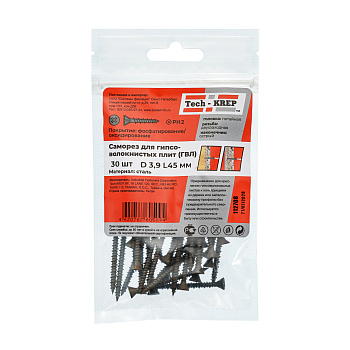 Tech-Krep Саморез ШС ГВЛ 3,9х45 (30 шт) - пакет 112708