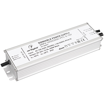 Arlight Блок питания ARPV-UH24320A-PFC-0-10V (24V, 13.3A, 320W) (IP67 Металл, 7 лет) 026574