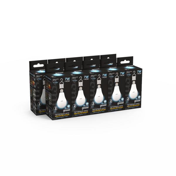 Купить Gauss Лампа A60 7W 470lm 4100K E27 с Li-Ion аккумулятором LED 102402207