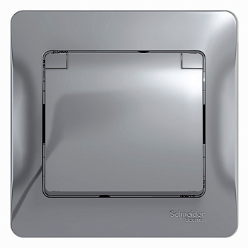 Systeme Electric Glossa Алюминий Розетка с/з со шторками с крышкой, IP20 (в сборе с рамкой)