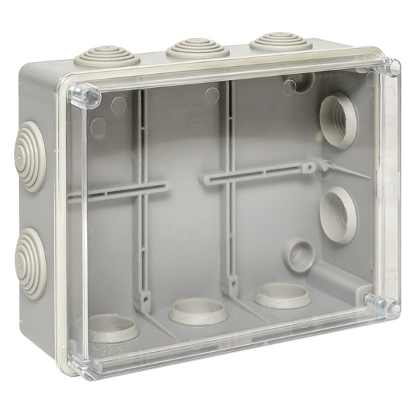 Купить EKF PROxima Коробка распаячная КМР-050-042пк пылевлагозащищенная, 10 мембранных вводов, уплотнительный шнур, прозрачная крышка (190х140х70)