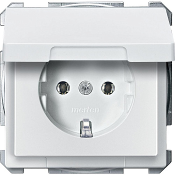 SE Merten SD QuickFlex Бел Розетка с/з с крышкой (термопласт) безвинт. зажим MTN2311-4019
