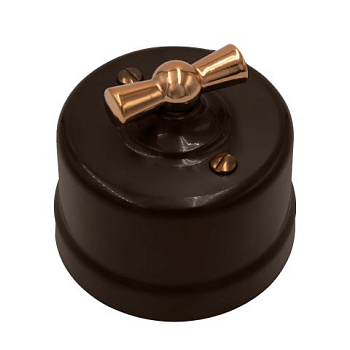 BIRONI Лизетта Пластик Коричневый Выключатель 1-кл, ручка Медь B1-200-22-C