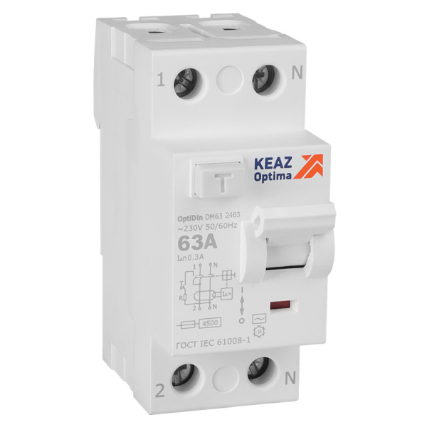 ВДТ без защиты от сверхтоков OptiDin DM63-2463-AC-4,5-УХЛ4 (2P, 63, 300mA)