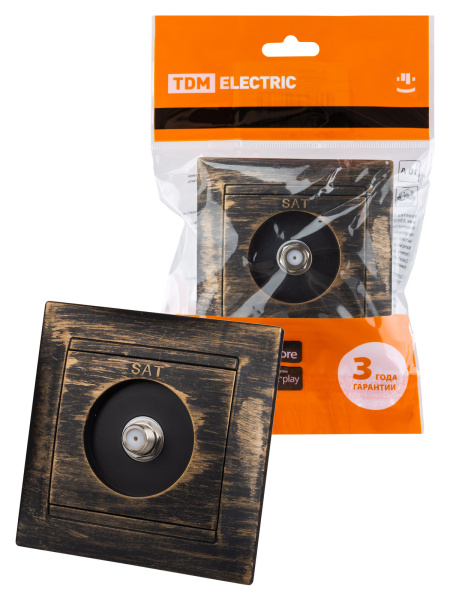 TDM Розетка SAT (F-разъем) 0-2400МГц старинная бронза "Лама" SQ1815-0762