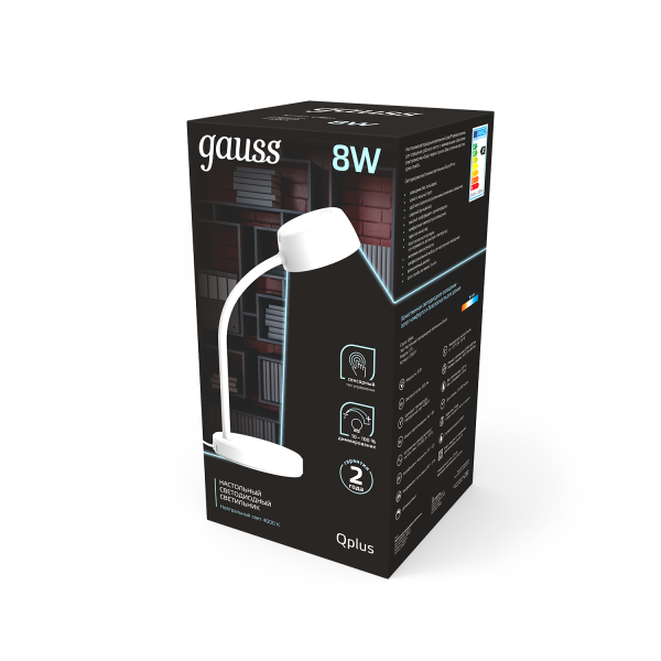Купить Gauss Светильник настольный Qplus модель GTL601 8W 600lm 4000K 170-265V белый диммируемый LED 1/8 GT6011