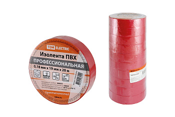 TDM Изолента ПВХ профессиональная 0,18х19мм Красная 20м SQ0526-0063