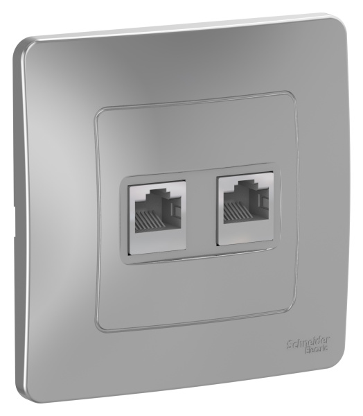 Купить Systeme Electric Blanca внутр Алюминий Розетка 2-ая комп/ТЛФ, RJ45+RJ11
