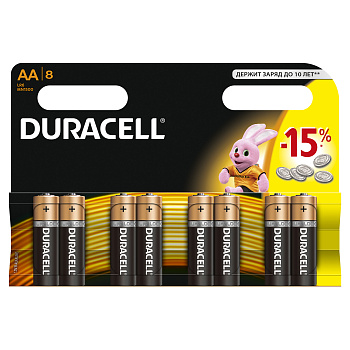Duracell 81545410 Алкалиновая батарейка типа AA / LR6 / MN 1500" LR6-8BL BASIC C0037387