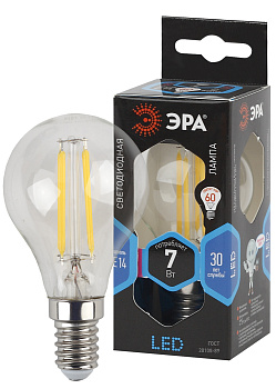 ЭРА F-LED P45-7W-840-E14 (филамент, шар, 7Вт, нейтр, E14)
