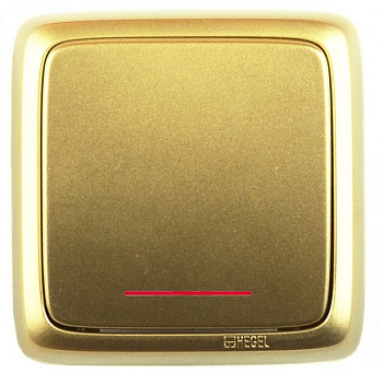 Hegel Альфа наруж Золото ВА16-114-07 Выключатель 1-клавишный с индикацией, с изол.пластиной